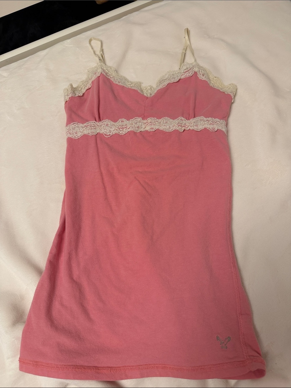 Y2K Pink Lace Trim Camisole Tank Top
